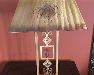 Copper Southwest table lamp	27 x 17.5 x 11.5in D	HxWxD
