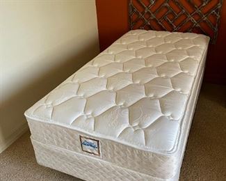 #1 Twin Bed Stanwyck Five star Mattress  with Frame & Boxspring	24x39x73.5in	HxWxD
