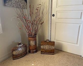 3pc Decorative Vases Decor	Largest: 18in H x 10in Diameter	
