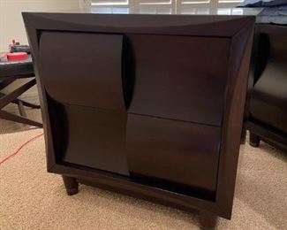 2pc Magnussen Fuqua Wood 2 Drawer Nightstand PAIR Contemporary Desert Modern Black Cherry	28x 28 x 18in	HxWxD
