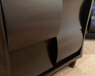 2pc Magnussen Fuqua Wood 2 Drawer Nightstand PAIR Contemporary Desert Modern Black Cherry	28x 28 x 18in	HxWxD
