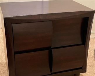 2pc Magnussen Fuqua Wood 2 Drawer Nightstand PAIR Contemporary Desert Modern Black Cherry	28x 28 x 18in	HxWxD
