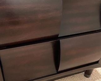 2pc Magnussen Fuqua Wood 2 Drawer Nightstand PAIR Contemporary Desert Modern Black Cherry	28x 28 x 18in	HxWxD
