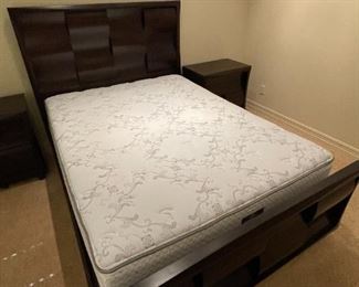 Queen Magnussen-Fuqua Contemporary Dark Wood  Panel Bed With Serta Perfect Sleeper Mattress Dark Cherry	Mattress: 79x60in <BR> Headboard: 63x56in	HxWxD
