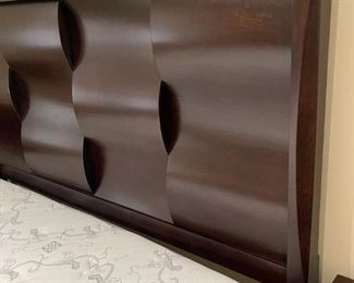 Queen Magnussen-Fuqua Contemporary Dark Wood  Panel Bed With Serta Perfect Sleeper Mattress Dark Cherry	Mattress: 79x60in <BR> Headboard: 63x56in	HxWxD
