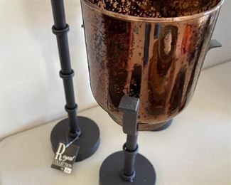 3pc Royal Collection Glass & metal candle displays	Set of 3 20 in tall 5in diameter	
