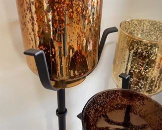 3pc Royal Collection Glass & metal candle displays	Set of 3 20 in tall 5in diameter	
