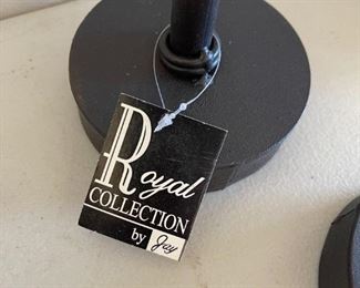 3pc Royal Collection Glass & metal candle displays	Set of 3 20 in tall 5in diameter	
