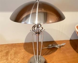 Contemporary Brushed Steel Desk Lamp	16.5 in tall x 11.5 in diameter	
