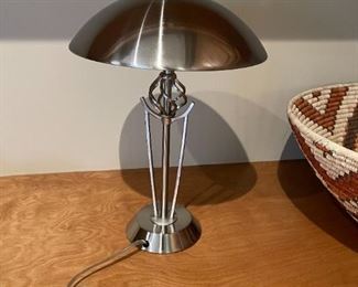 Contemporary Brushed Steel Desk Lamp	16.5 in tall x 11.5 in diameter	
