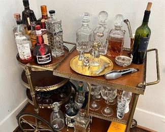 Vintage French Brass Bar Cart