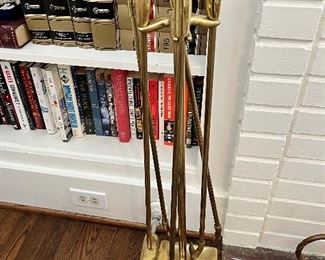 Brass fireplace set