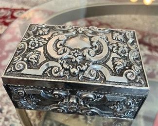 Small silver scroll jewelry box
