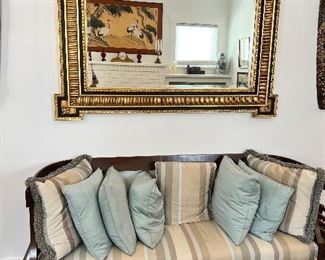 Empire Settee with silk shantung pillows