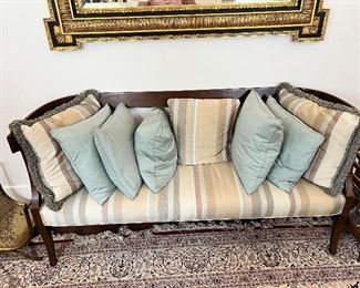 Empire Settee with silk shantung pillows
