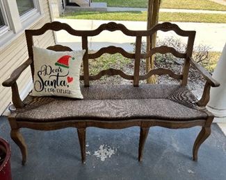 3 seat bench wicker and wood