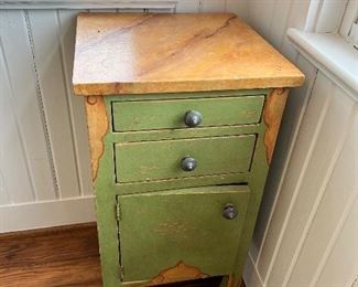Small antique side table with 2 drawers and small bottom storage area