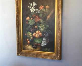 Beautiful oil canvas framed picture with ornate frame