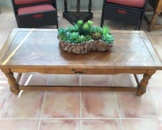 Coffee table in sun room