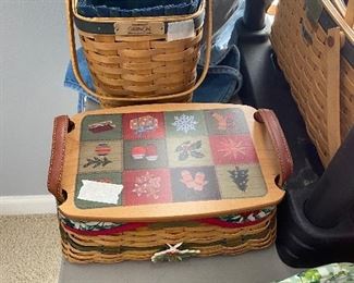 Longaberger basket with liners and with lids