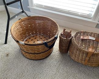 Longaberger basket with clear liner & Longaberger picnic basket