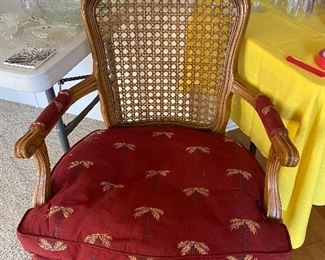 Wicker back chair with curved legs & wide seat