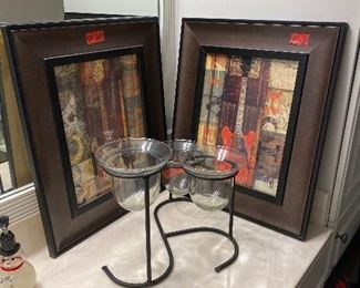 Framed glass pictures - triple glass & metal decor item
