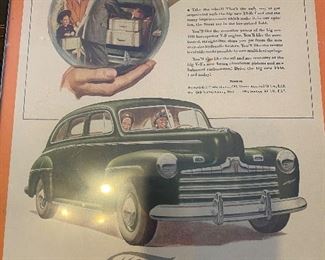 Framed glass vintage Ford poster