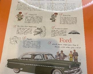 Framed glass vintage Ford poster