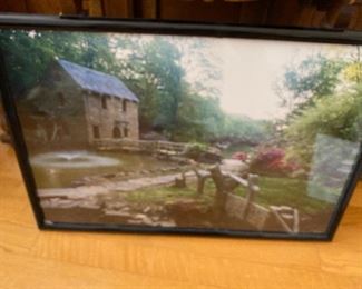 Framed glass “Old Mill” picture