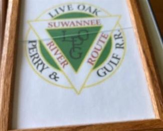 Framed glass pictures of Railroad memorabilia