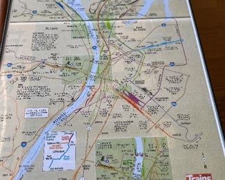 Framed glass pictures of Railroad memorabilia (Maps)