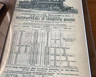 Framed glass pictures of Railroad memorabilia