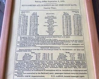 Framed glass pictures of Railroad memorabilia