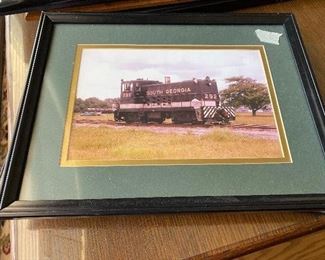 Framed glass pictures of Railroad memorabilia