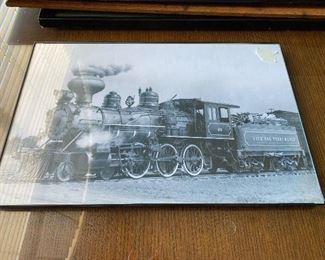 Framed glass pictures of Railroad memorabilia