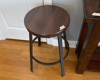 Metal stool with wood top