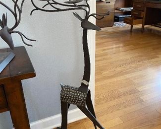 Large standing deer candle holder - metal