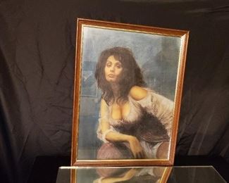 Item #38. Original Pastel painting on board of famous Italian actress Sophia Loren by known artist Victoria Skinner signed Vikki 77 - 18" x 24" - $350