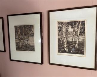Lithographs -- "Birches and Beyond"by Luigi Lucioni the "Painter Laureate of Vermont: