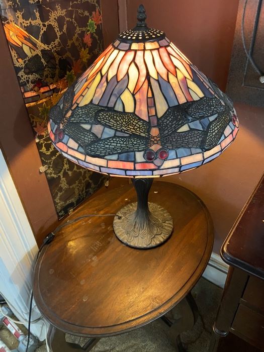 Tiffany style table and floor lamps dragon fly design