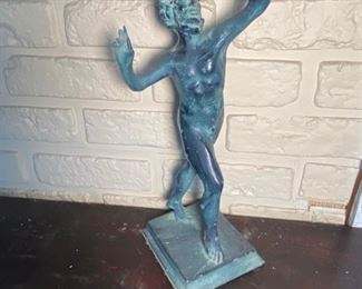 Faun Satyr-- man's body with horns, pointed ears and goat tail by Brentanos -- original found in Pompeii