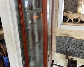 Cherry illuminated curio cabinet
