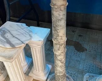 Plaster pedestals, and composite marble pedestal (4 parts)