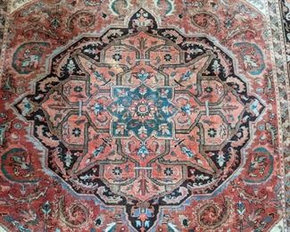 Center medallion of the Persian Heriz rug.