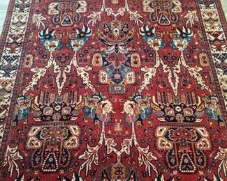 Gorgeous hand-woven Persian Bakhtiari rug, 100% wool face, measures 10' 9" x 7' 3".