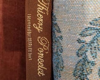 Belgian tapestry pillow, of English bulldog, by Thierry Poncelet. The owner fell in love with this pillow, while walking Portobello Road (London) and hand-carried it home.