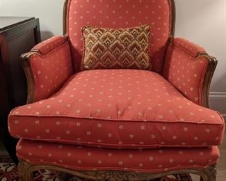 Close-up shot of the French bergere chair.