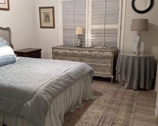 Vintage French provincial dresser, with freshened silver paint.