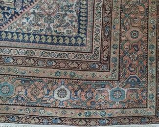 Corner detail of the antique Persian rug - wonderful soft colors!